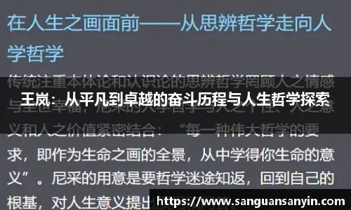 王岚：从平凡到卓越的奋斗历程与人生哲学探索